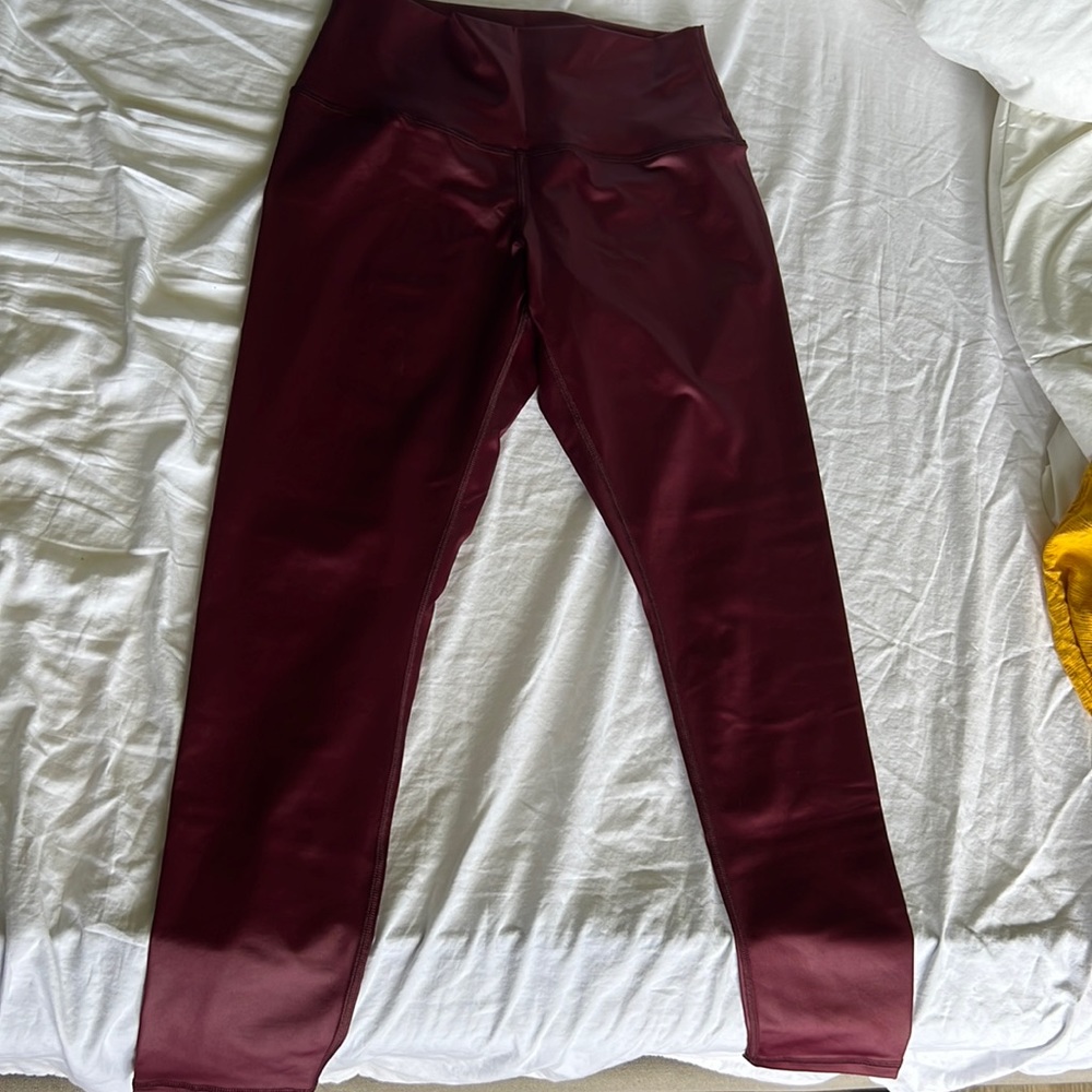 Four Athletics shiny maroon workout leggings